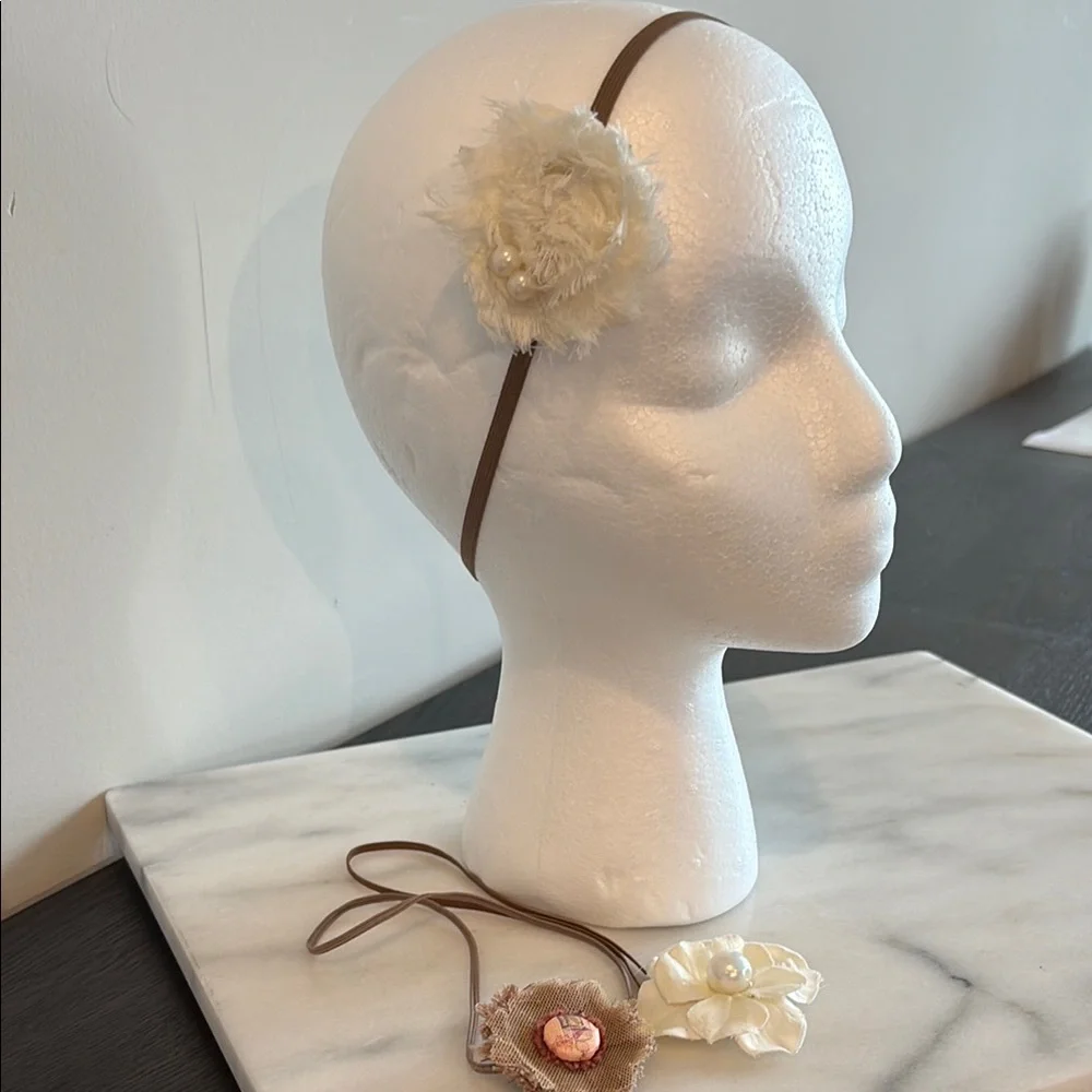 Rustic Cream and Brown Floral Hair Accessories